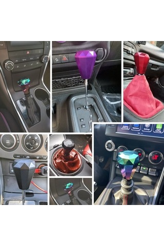 Wondernest Evrensel Araba Elmas Şekli Metal Vites Topuzu Kırmızı Renk Otomatik Manuel Kırmızı