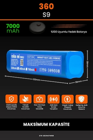 360 S9 7000mAh Robot Süpürge Bataryası