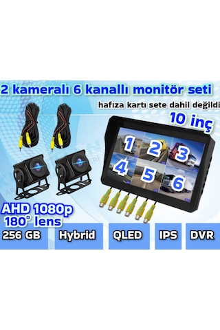 2 Adet 1080p Ahd 180 Balık Gözü Kamera 6 Kanallı 10'' Dvr Ekran