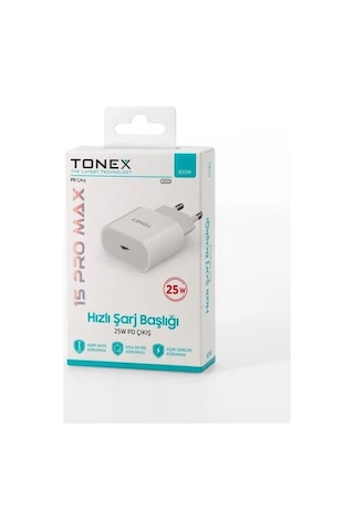 Tonex B25w Type-c Giriş Yeni Nesil Şarj Başlığı 25w 3.4a - Beyaz