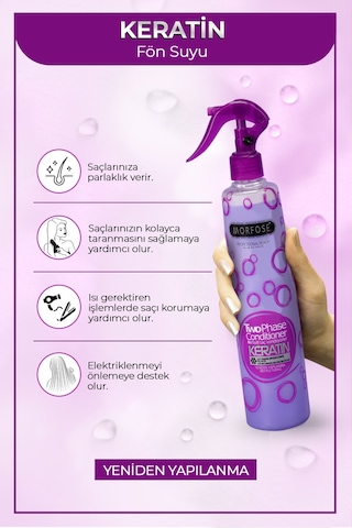 Morfose Keratin İçeren Çift Fazlı Sprey Fön Suyu 2 x 400 ML