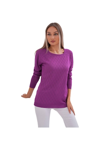 Kadın Baklava Dilimi Desenli Kazak 12781 Bgl-st04110 Mor