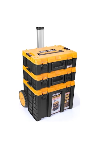 Super Bag Tekerlekli Takım Çantası S-s-l 3'lü Set Profesyonel Modüler Alet Çantası