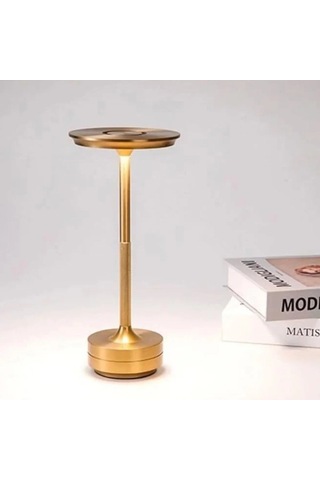 Eskitme Gold Kasa Dokunmatik Şarjlı Masa Lambası 3 Renk Işık Modlu, Led Aydınlatmalı, Modern & Dekoratif Abaj Belirtilmemis