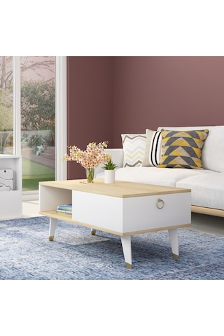 Delux Kapaklı Orta Sehpa Safirmeşe-beyaz Safirmeşe-beyaz