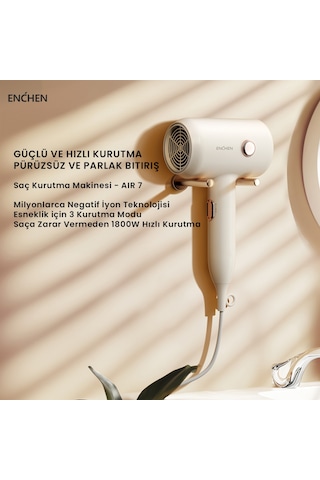 Enchen Air 7 1800 Watt Negatif İyonik Teknoloji 3 Sıcaklık Modlu Saç Kurutma Makinesi