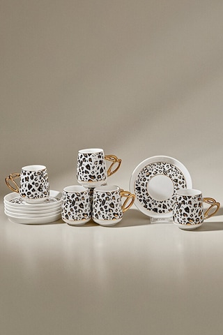 Karaca West 6 Kişilik Leopar Desenli Kahve Fincan Takımı 90 Ml Çok Renkli