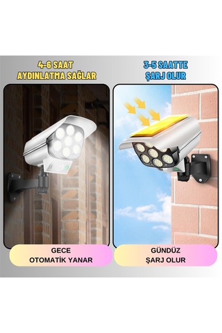 Sahte Kamera Görünümlü Güneş Enerjili Sensörlü Aydınlatma