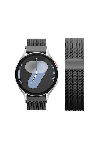Galaxy Watch 6 / 5 / 4 Fe Uyumlu Manyetik Milanese Metal Kordon 40-47mm Siyah