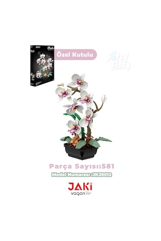 Jaki Plante Serisi Saksıda Beyaz Orkide 581 Parça Oyucak Yapım Seti -ffjk29012