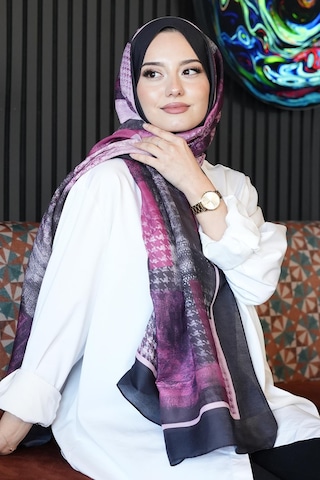 Afvente Kare Desen Şarabi Soft Pamuk Şal Diğer