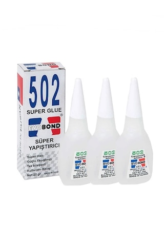 502 Japon Yapıştırıcı 3 Adet Evobond 502 Süper Yapıştırıcı 20gr
