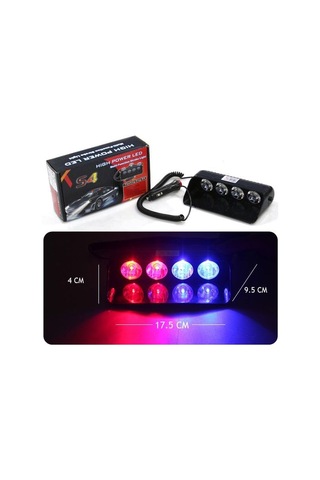 Flaş Led Çakar 8w Kırmızı Mavi 8 Fonksiyonlu / Lapa173