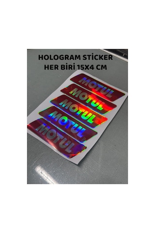 5 Adet Hologram Sticker Seti Kırmızı 4x15 Cm