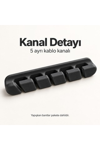 Masaüstü Kablo Düzenleyici Şarj Kablosu Tutucu Organizer 5 Kanallı