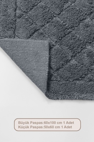 Elart Frio Banyo Halısı Paspas Takımı Pamuklu 2 Adet 60x100 Cm Antrasit Antrasit