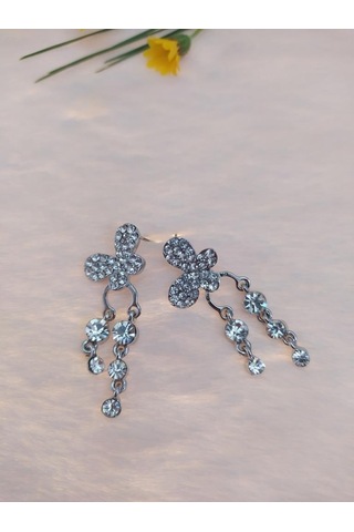 Vintage Otantik Sevimli Sallantılı Anadolu Kelebek Swarovski Taşlı Küpe Çok Renkli