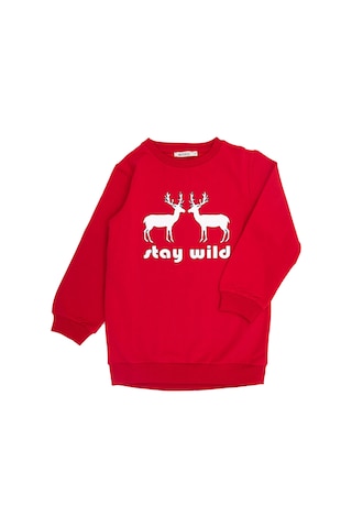 Yılbaşı Özel Baskılı Kırmızı Sweatshirt Kırmızı