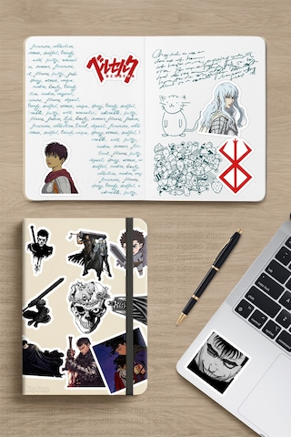 Berserk Anime Telefon Laptop Bullet Journal Yapışkanlı Folyo Sticker Paketi 22 Adet Çok Renkli