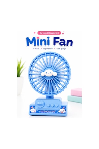 Masaüstü Şarjlı Sevimli Karekter Mini Soğutucu Vantilatör Type-c Şarjlı Masa Üstü Fan Taşınabilir 3 Mod Hız Ayarlı Pervane