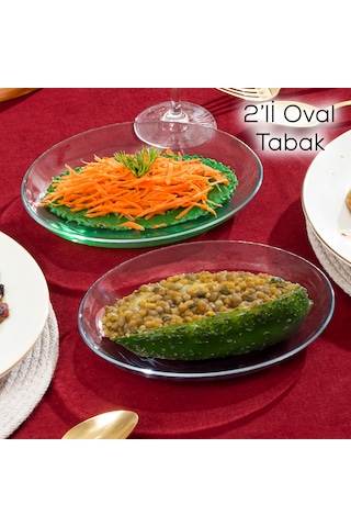 Paşabahçe 10357 2 Li Oval Servis Sunum Tabak Seti 21x16 Cm