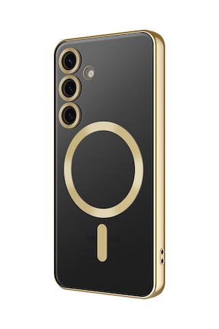 Galaxy S24 Fe Kılıf Kamera Korumalı M-safe Wireless Şarj Özellikli Zore Demre Kapak Gold