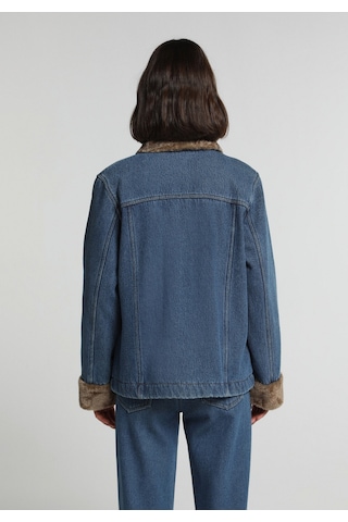 Colin's Colins Denim Kumaş Şardonla Lamine Edilmiştir Regular Fit Düğmeli Astarsız Kadın Mid İndigo Denim Ceket Cl1083248 Q1.v2 Dn45273