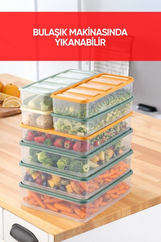 Vinoa 8'li 4x3.5 Litre + 4x1.65 Litre Bpa Free Mikrodalga Ve Difrize Uygun Yıkanabilir Saklama Kabı Çok Renkli