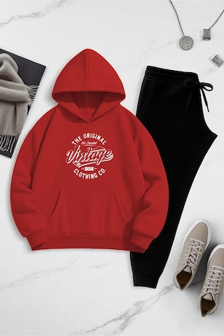Uyguntarz Unisex Vintage Eşofman Takımı Kırmızı