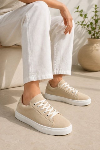 Mevese Austin Bağcıklı Cilt Erkek Günlük Sneaker Ayakkabı - Bej