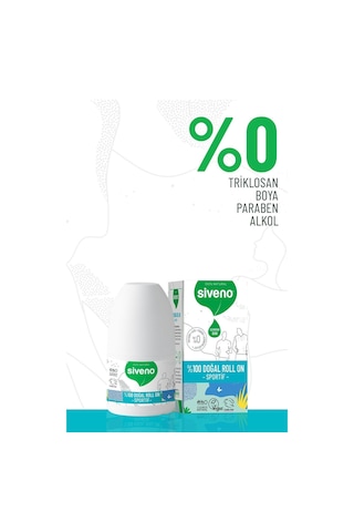Siveno %100 Doğal Roll-on Sportif Sporcu Deodorant Ter Kokusu Önleyici Bitkisel Lekesiz 50 Ml X2 Adet