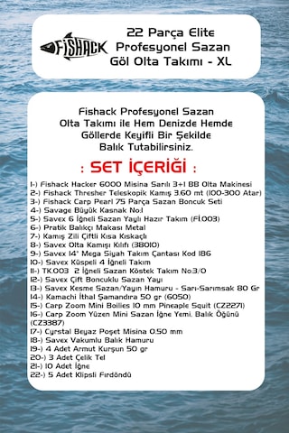 Fishack 23 Parça Elite Sazan Carp Olta Seti Xl - 3.60mt / 100-300gr