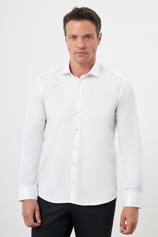 Morven Erkek Beyaz Pamuk Düz Desen İtalyan Yaka Slim Fit Gömlek 24mc004088600 Beyaz