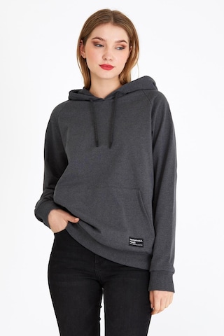 Comeor Kadın Antrasit Basic Kapüşonlu Regular Fit Rahat Sweatshirt 001