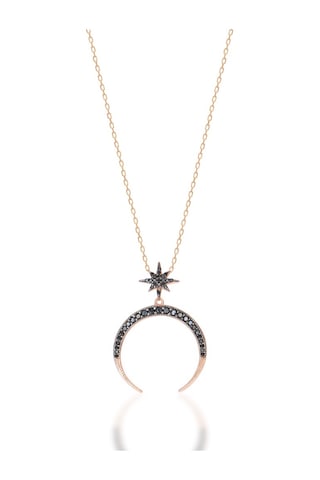 Zirkon Taşlı Pırlanta Montür Yıldız Hilal Rose Altın Kaplama Güm