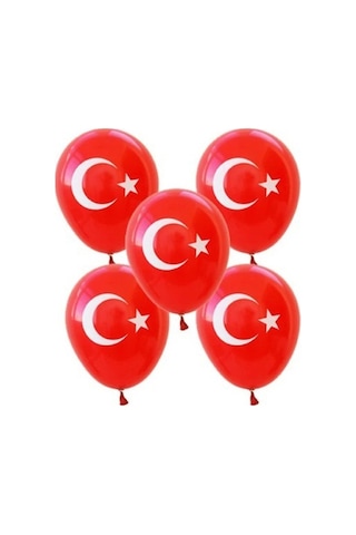 23 Nisan 29 Ekim Süsleme 15 Adet Ay Yıldızlı Balon Kırmızı