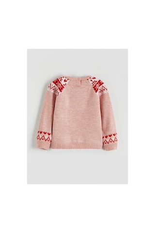 LC Waikiki Alıta Cıty Farkıyla Lcw Kids Pembe Oval Yaka Desenli Kız Çocuk Triko Kazak Pembe - 925577403 Pembe