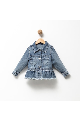 Overdo Kids Fırfır Nakışlı Kız Çocuk Kot/denim Ceket