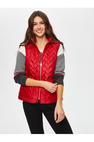 Patch Cep Detaylı Kapişonlu Kapitone Yelek 003 Us25kyl00341 Kırmızı