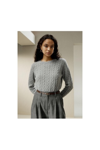 Youknitwear You Rio Bisiklet Yaka Kadın Kazak Gri