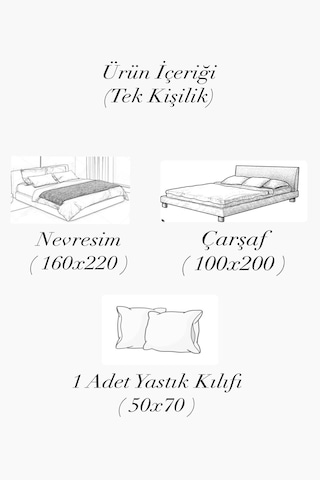 Soft Dream Desenli Pamuklu Tek Kişilik Nevresim Takımı Yeşil