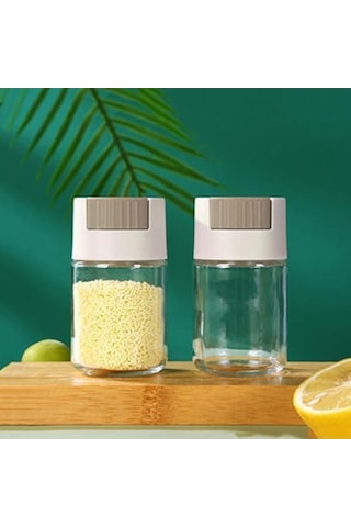 Besthome1 Bej Neme Dayanıklı Cam Tuzluk Şeffaf Baharat Kavanozu Kolay Dolum Mühürlü Gıda Sınıfı Bej