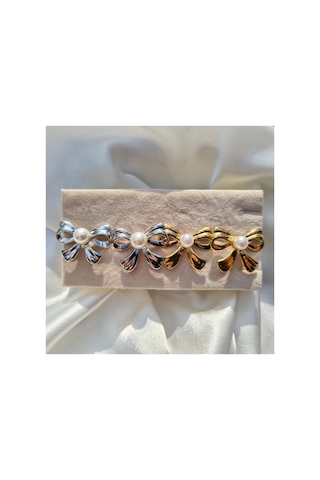 Luxe Pearl Bow Küpe Gümüş