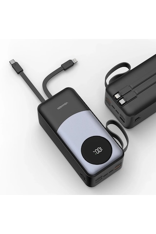 Venandin Opulix Pwb40a1 40.000 Mah Led Göstergeli 22.5w Hızlı Kendinden Kablolu Powerbank Siyah