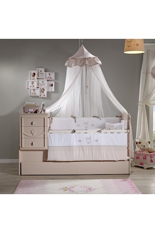 Meltem Kids Pretty Nakışlı Pamuklu Bebek Uyku Seti 80 x 140 CM Pembe