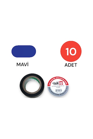 Tek-iş Izole Bant Elektrik Bandı Mavi 10 Adet