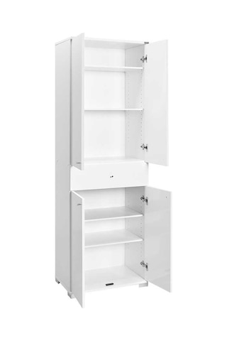 Diamond 4 Kapaklı Tek Çekmeceli Dolap-Lake Beyaz