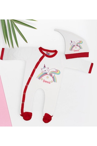 Bk Kids Kişiye Özel Bebek Kıyafeti, Bebek Giyim Hediyesi, Tulum Zıbın Ve Kukuletalı Şapka Seti-3 Çok Renkli