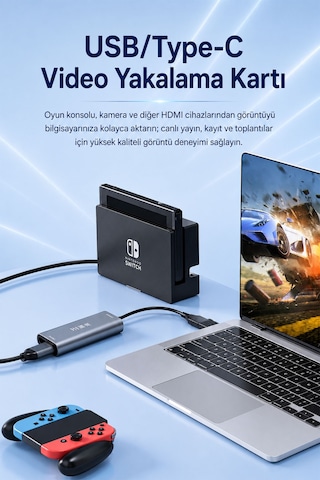 4k 60hz Hdmı Loop Out Görüntü Ses Yakalama Kartı Dual Usb Type-c 2'si 1 Arada Video Capture Card Switch Ps5 Canlı Yayın Oyun Kayıt Alüminyum Alaşım Z825