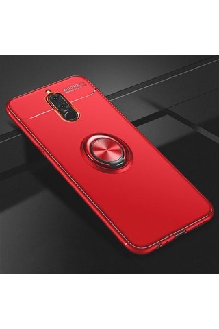 Huawei Mate 10 Lite Kılıf Yüzüğü Stant Ve Araç Tutucu Olabilen Şık Esnek Premium Silikon Kapak Ryc/ravel Kirmizi